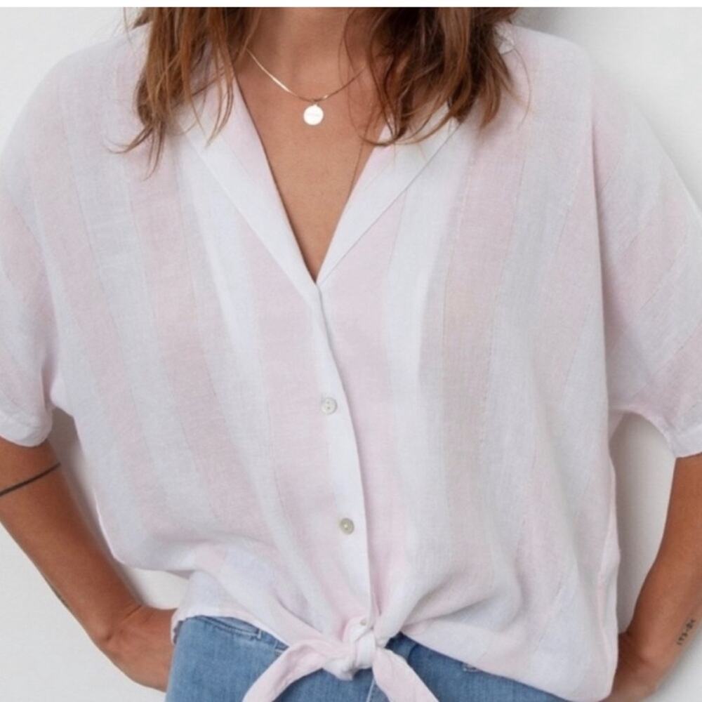 Rails Women's XS Top Marley Lotus Stripe Pink & White NWT